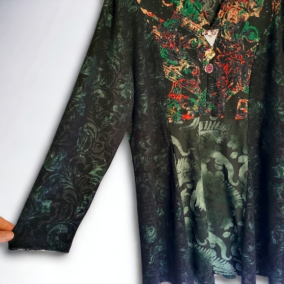 Pyramid Collection Long Sleeve Floral Abstract Boho Dress Size 1X - Picture 2 of 14